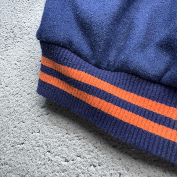 Detroit Tigers Jacket Mens 6XL Blue MLB Baseball Wool Leather JH Design USA - Picture 6 of 16